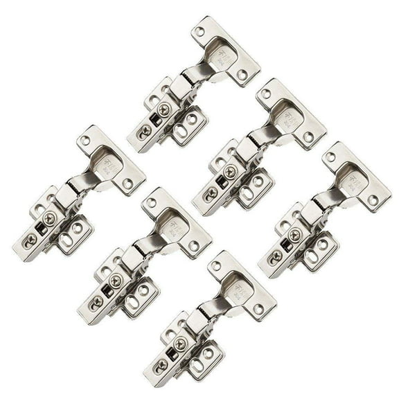 Wideskall 6 Pieces Stainless Steel 1/2 Half Overlay Face Frame Kitchen Cabinet Door Hinge Chorme Silver
