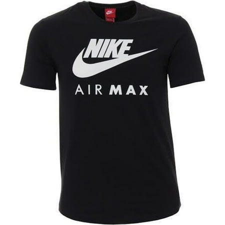 Nike Men's T-Shirt Air Max Slim Fit Athletic Short Sleeve Crewneck Work Out Tee, Black, L