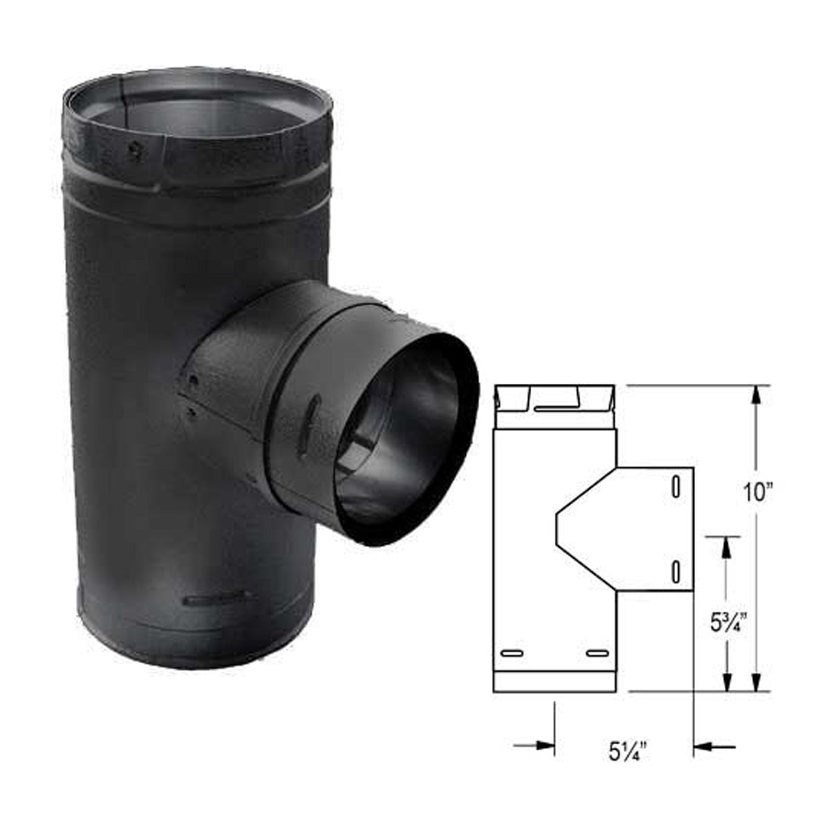 Dura Vent 4PVP-T3B1 4 in. Dia. Pellet Vent Pro Black Increaser Tee with Clean-Out Tee Cap, Black