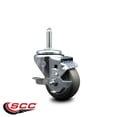thumbnail image 2 of 3 Inch Gray Poly Wheel Swivel 3/4 Inch Threaded Stem Caster with Brake, 2 of 2
