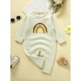 thumbnail image 2 of Bagilaanoe Newborn Baby Girl Knit Jumpsuit Rainbow Print Long Sleeve Bodysuit 1M 3M 6M 9M 12M Infant Fall Winter One Piece Romper, 2 of 9
