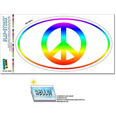 Peace Sign Rainbow Gay Lesbian Euro Oval Automotive Car Window Locker Bumper