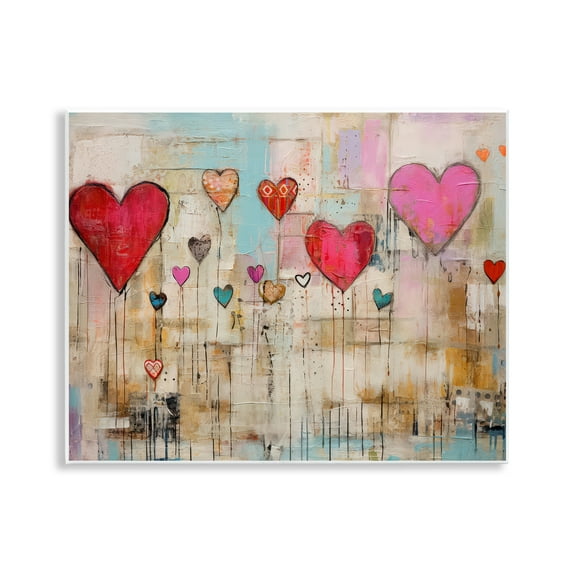 Stupell Industries Modern Floating Hearts Abstract Painting Unframed Art Print Wall Art, 14 x 11