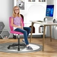 thumbnail image 3 of Costway Height-adjustable Ergonomic Kids Desk Chair with Universal Casters Working Chair Pink, 3 of 10