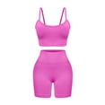 thumbnail image 2 of GAI YI Women's 2-Piece Coordinated Set High-Intensity Workout Set - Seamless Sports Bra & High-Waisted Shorts， Tummy Control & Breathable，Rose Red，Size S, 2 of 5