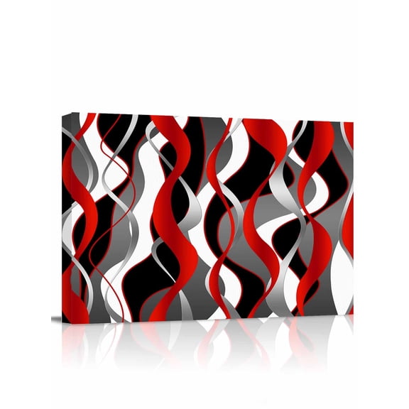 Red Stripe Wall Art for Living Room,Canvas Picture Wall Decor for Bathroom Bedroom,Grey White Ombre Geometric Modern Abstract Painting Artwork for Office Kitchen Hallway Dining Room Decor 24"x32"