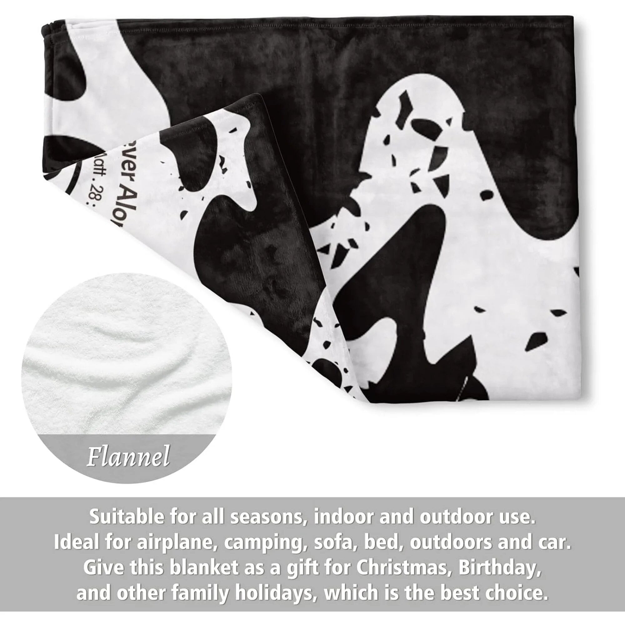 NICKSUN Bible Verse and Cow Print Blanket, Cow Gifts for Women, Inspirational Christian Gifts for Women Girls, Mothers Day Birthday Wedding Christmas Gifts, Soft Flannel Blanket 50'' x 60''