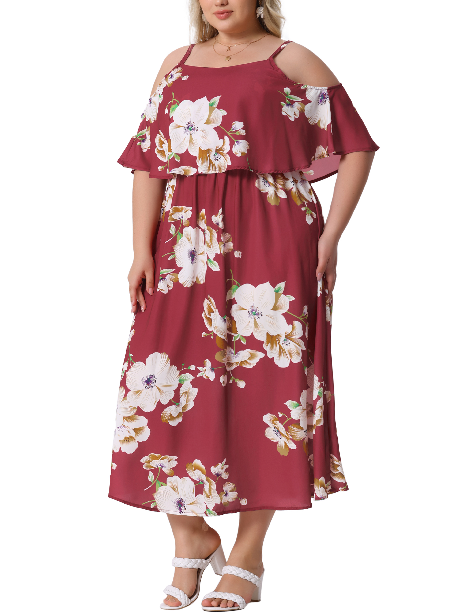 DARING DIVA Plus Size Square Neck Adjustable Strap Dress 4X Red
