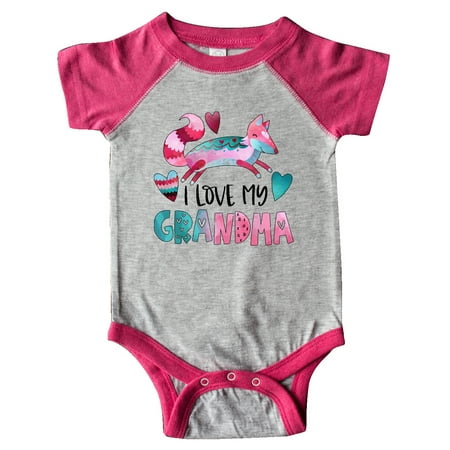 

Inktastic I Love My Grandma Pink and Blue Fox with Hearts Gift Baby Boy or Baby Girl Bodysuit