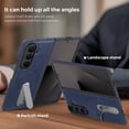 thumbnail image 2 of For Samsung Galaxy Z Fold 3 Phone Case,With 360° Rotatable Contractile Kickstand,Compatible With Mag-Safe,Anti-Scratch PU Leather Back,Shockproof Anti-fall Non-Slip Phone Case,Blue, 2 of 7