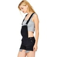 thumbnail image 2 of Wax Jean Women's Juniors Cute Denim Overall Shorts (Black, Medium), 2 of 5