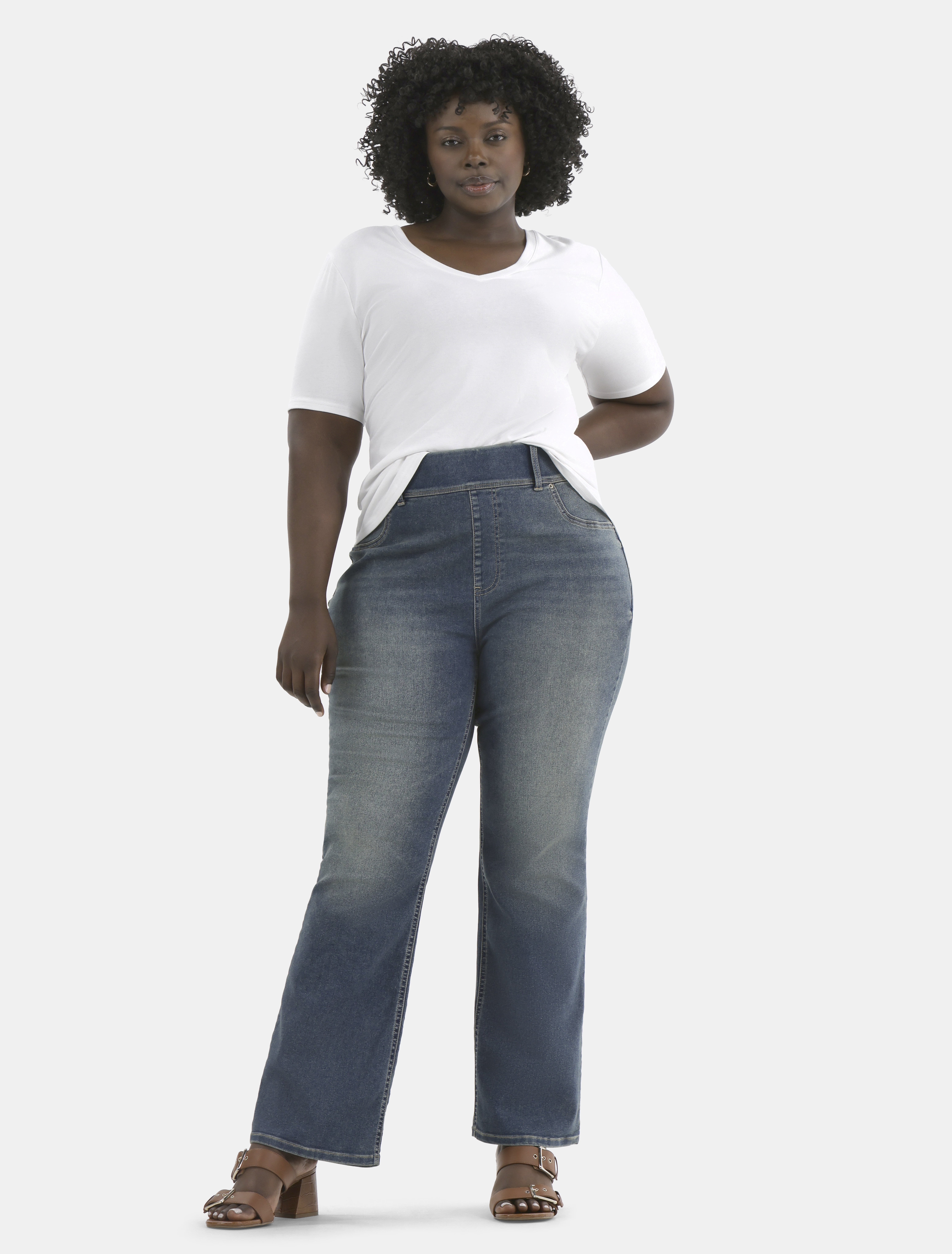 Terra & Sky Women's Plus High Rise Bootcut Jeggings, Sizes 0X-5X