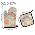 thumbnail image 2 of Yayeee Oven Mitts and Pot Holder Set of 4 Heat Resistant Kitchen Gloves Baking Hot Pad, Pink Retro Sun, 2 of 5