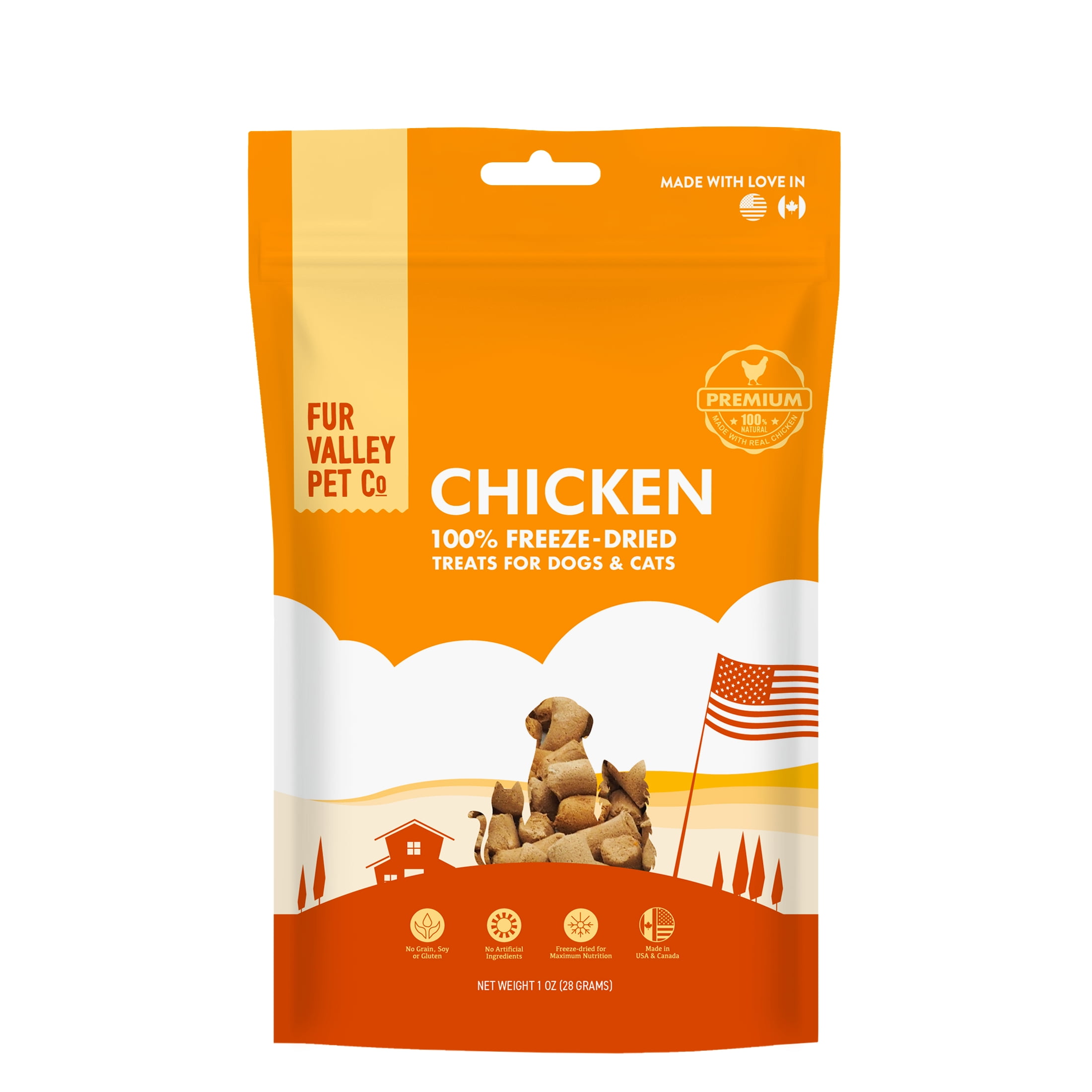 (2 pack) Fur Valley Pet Co. Freeze Dried Raw Chicken Treats & Topper for Dogs and Cats - 1 oz.