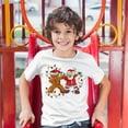 thumbnail image 3 of Tee Hunt Gingerbread Man and Santa Claus Dab Dance Youth T-Shirt Merry Christmas Kids, White, Large, 3 of 5