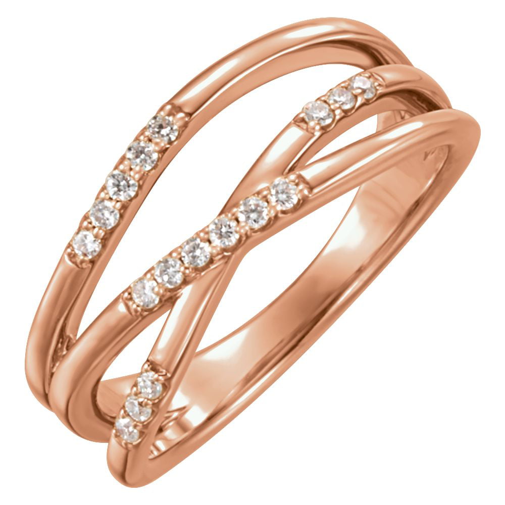 Diamond2Deal - 14K Rose Gold 1/6 Cttw Diamond Criss-Cross Diamond Ring ...