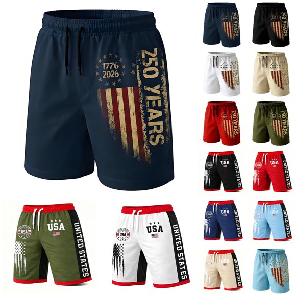 Letdown American Flag Print Cargo Shorts for Men Patriotic 1776-2026 Summer Shorts Casual Multi-Pocket Short Pants Comfy Outdoor Sports Stylish Bottoms Independence Day Father's Day