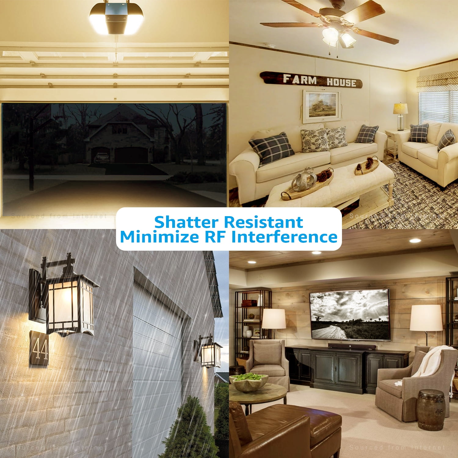 8 Pack Garage Door Opener LED Light Bulb, 100W Equivalent, 1700 Lumens Ultra-Bright A19, Shock Resistant Minimize Interference, 3000K Warm White, 15-Watt, UL-FCC listed, E26 Base