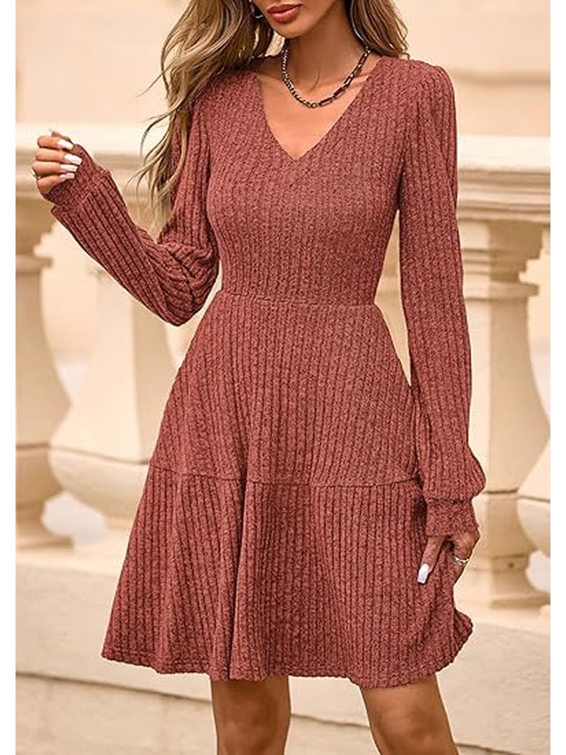 navy blue dress for baby girl PRETTYGARDEN Women's Long Sleeve Midi Sweater Dress Fall Crewneck Knit