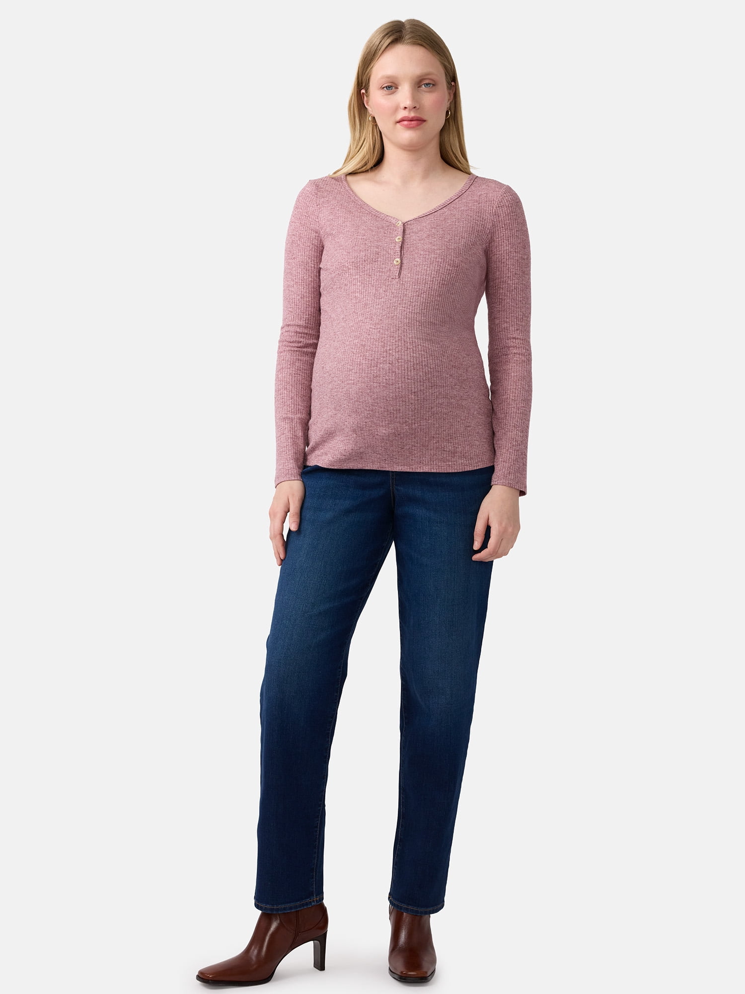 Ingrid & Isabel For Every Belly Women's Maternity Henley Shirt, Sizes S-XXL