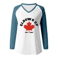 thumbnail image 3 of MHFRRA Camiseta de Manga Larga con Cuello En V y Estampado de La Bandera de Canadá para Mujer Azul Claro, 3 of 4