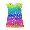 thumbnail image 4 of LNWUY Toddler Girls Fashion Star Printed Fly Sleeve Dress Summer Kids Dresses Sleeveless Round Neck Dresses Multicolor 11 Years, 4 of 6