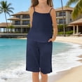 thumbnail image 4 of Vornjynx Girl Outfit Sets 2 Piece Cami Tank Tops and Shorts with Pockets Elastic Waist Comfort Soft Summer Casual Vacation Clothes Navy Size 10, 4 of 10