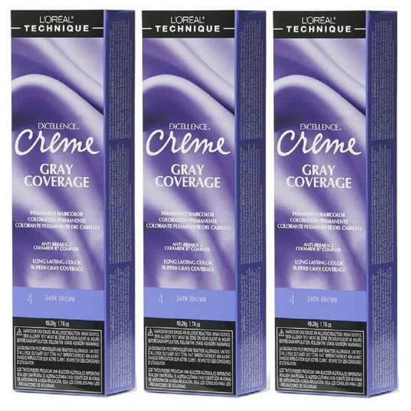 L'Oreal Excellence Creme 4 Dark Brown Permanent Hair Color HC-06195 (3 Pack)