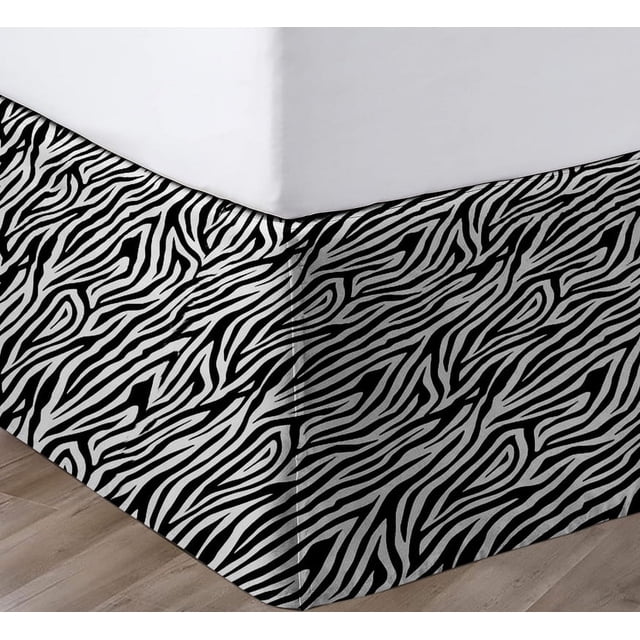 SGI Bedding 12 Inch Pleated Bed Skirt | Microfiber Bed Skirt | Fade Resistant, Wrinkle Free, Anti-static, Decorative, Extra Storage Space, Clutter-Free | Queen, Zebra Print