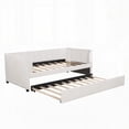 thumbnail image 3 of Twin Size Upholstered Daybed in Beige with Ergonomic Backrest & Twin Trundle, 3 of 16