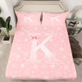 thumbnail image 2 of Castle Fairy Personalized Initial 4pcs Bed Sheets for Teens,Cute Bowknot King Sheets,Winter Snowflakes Super Cozy Sheet Set,Breathable Home Decor, 2 of 7