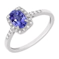 thumbnail image 2 of 925 Sterling Silver Natural Tanzanite Gemstone December Birthstone Halo Style Ring For Womens, 2 of 2