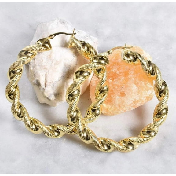 ADIRFINE 925 Solid Sterling Silver Twist Hoop Earrings