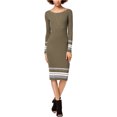 thumbnail image 1 of bar III Robe Chandail Midi en Tricot Côtelé pour Femmes, Vert, Grand, 1 of 1