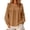 Khaki, variant on Long Sleeve Shirts for Women Round Neck Ruffle Yoke Puff Sleeve Loose Textured Blouse Blue XL