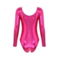 thumbnail image 6 of YiZYiF Womens Patent Leather Ballet Dancewear Glossy Gymnastics Leotard Hot Pink-B XL, 6 of 7