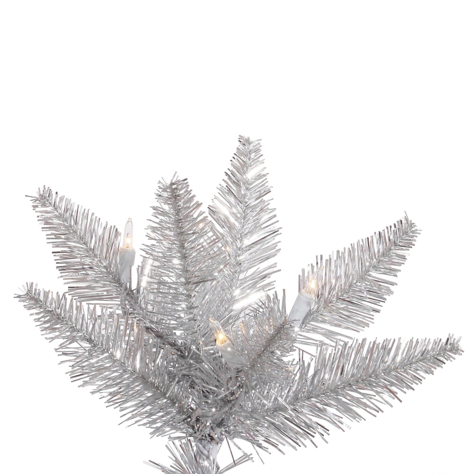 Vickerman 7.5' Silver Tinsel Fir Artificial Christmas Tree, Warm White  Dura-lit LED Lights