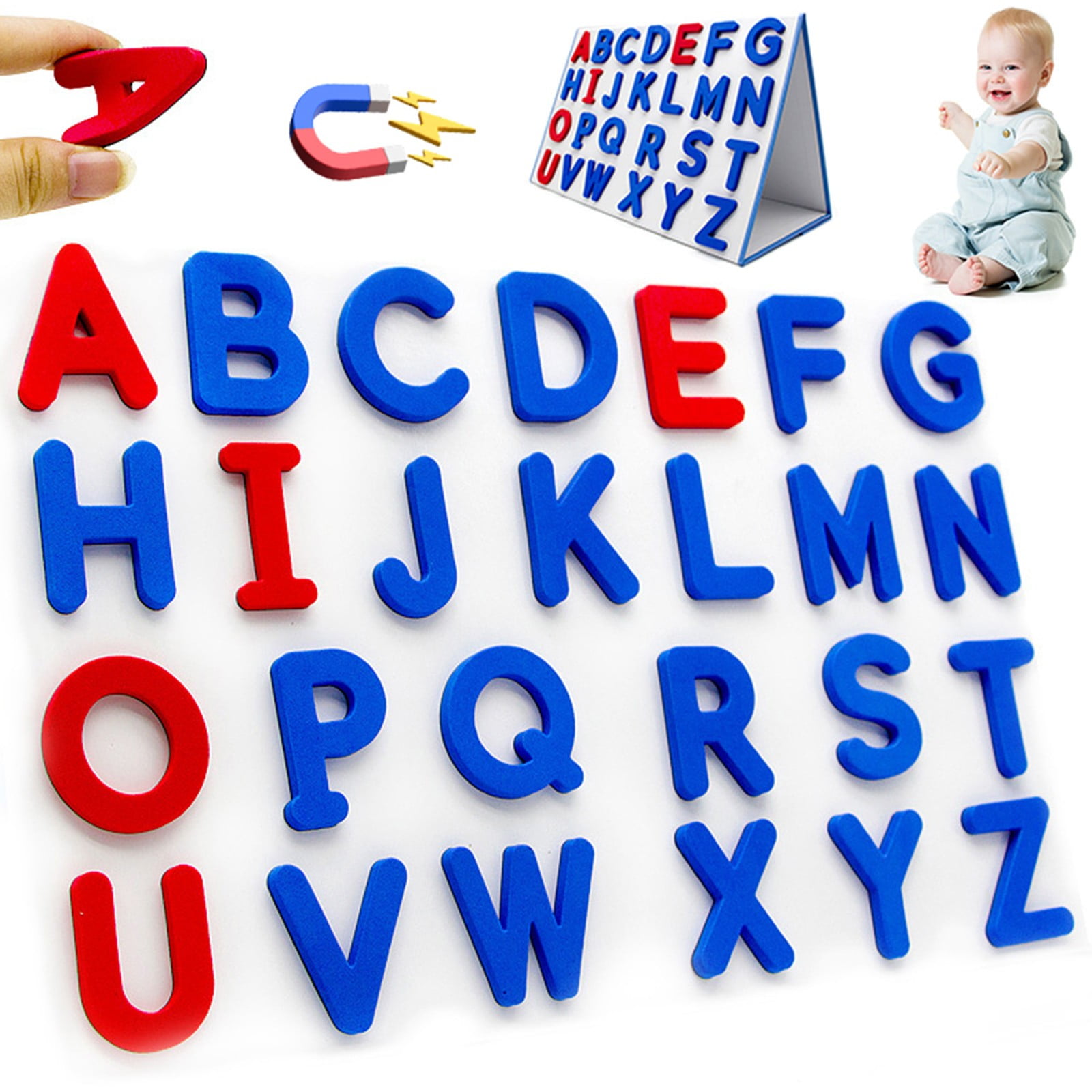 Lydiaunistar Red/Blue EVA Magnetic Alphabet Letters for Kids - 26
