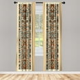 thumbnail image 3 of Ambesonne Southwestern Curtains 2 Panel Set, Ethnic Tribal Inspired, Pair of - 28" x 84", Ecru Charcoal Grey Orange, 3 of 4