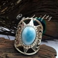 thumbnail image 6 of Dominican Larimar Gemstone Ring: 925 Sterling Silver, Cocktail Style, 6 of 10