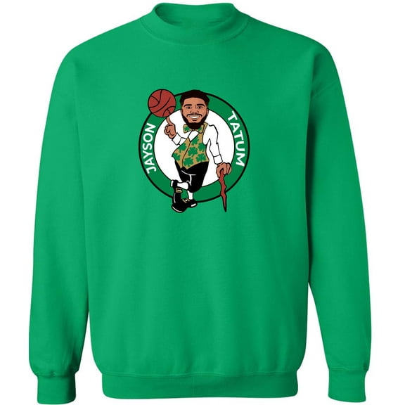 Green Jayson Tatum Celtics Cartoon Logo Crew Neck Sweatshirt