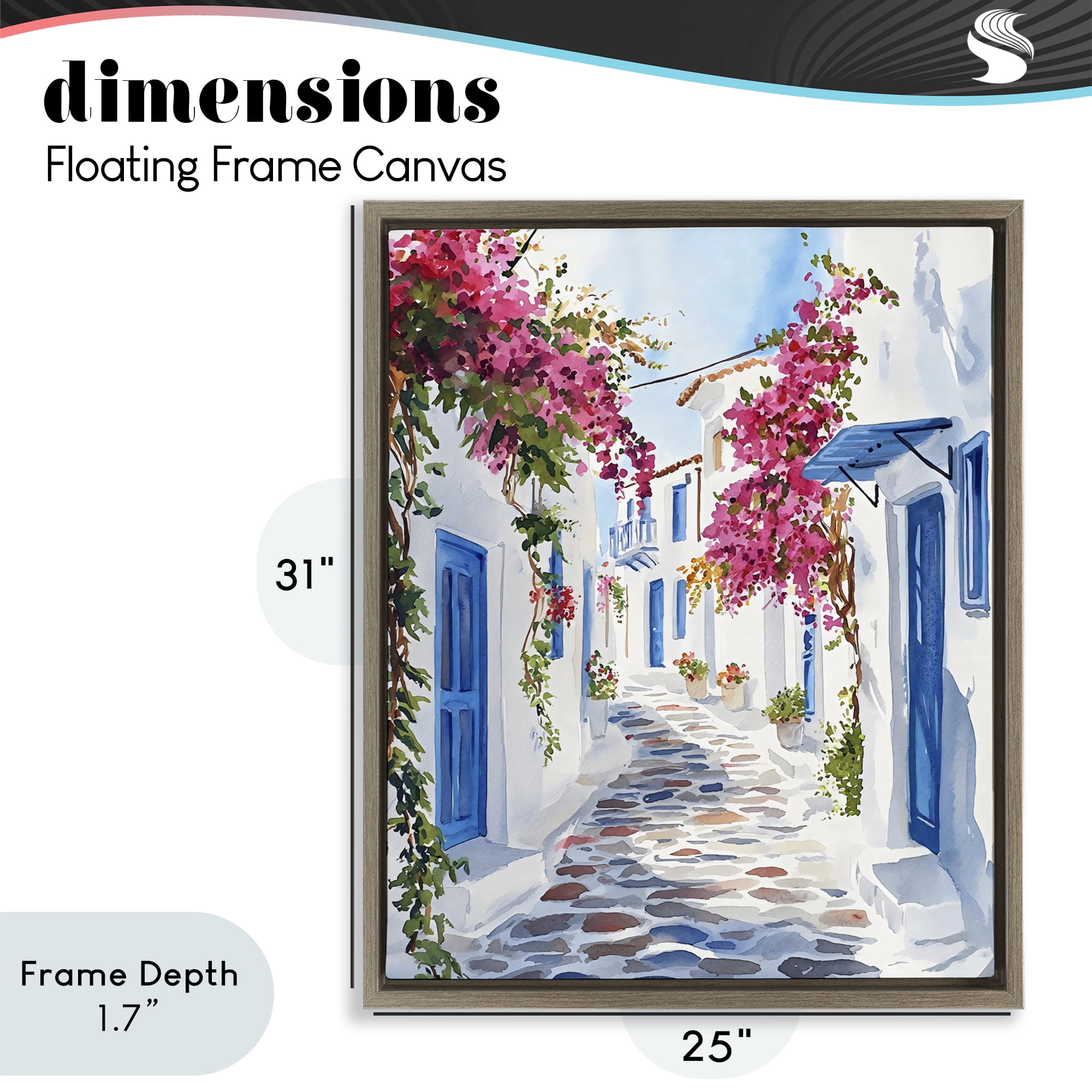Stupell Industries Santorini Stone Street Pathway Brown Framed Floater Canvas Wall Art, design by LSR Design Studio