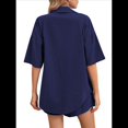 thumbnail image 4 of Conjunto de Chándal de 2 Piezas para Mujer, de Verano, con Top de Corta y Pantalones Cortos. Azul Marino S, 4 of 9