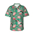 thumbnail image 2 of Xecao Tropical Flamingo print Hawaiian shirt - a stylish short-sleeve button-down for men, perfect for casual beach and tropical outings., 2 of 9