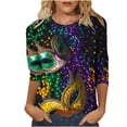 thumbnail image 2 of Xuyuer Carnival Style Print T-Shirt - Women's Fashion Loose Round Neck 3/4 Sleeve Top for Daily Wear, Festival Themed Outfits, Playful Seasonal Style & Streetwear Statement Piece, 2 of 5