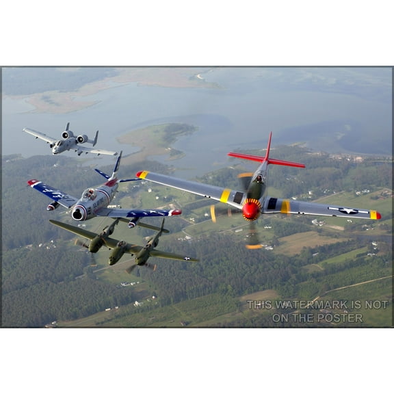 24"x36" Gallery Poster, A-10 F-86 P-38 P-51 A-10 F-86 SABRE P-38 LIGHTNING P-51 MUSTANG - Copy