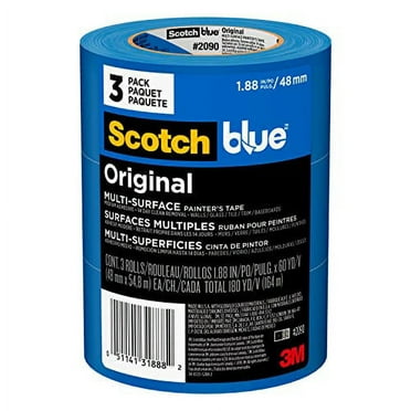 ScotchBlue Original Multi-Surface Painters Tape, 2 Inch Wide (1.88 In. x 60 Yds), 3 Rolls, Blue Paint Tape Protects Surfaces and Removes Easily, Masking Tape for Indoor and Outdoor Use (2090-48EP3)