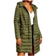 thumbnail image 4 of FDGIU Women's Hood Mid Length Quilted Puffer Coat, Full Zip Snap Button Lightweight Padded Jacket with Side Pockets for 2026 Fall Winter Travel Daily Layering, 4 of 6