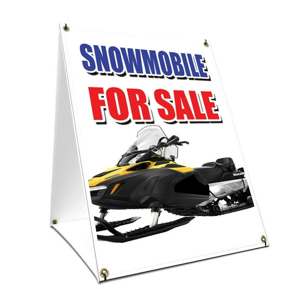 A-frame Sidewalk Snowmobile For Sale Sign With Graphics On Each Side | 18" X 24" Print Size