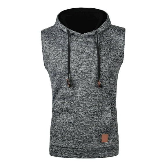 IYTR Mens Tank Top Solid Color Casual Sports Sleeveless Tank Tops Vest Hooded Neck Shirts Dark Gray XXXL